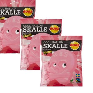 3x Bubs Skumskalle Cool Hallon Sur 175g, candy, fika,  swedish candy, swedish food