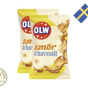 2x OLW Chips Smör & Havssalt 275g - Schwedische Qualitäts Chips - OLW Chips Butter und Meersalz