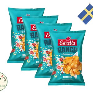4x Estrella Chips Ranch/Sourcream 275g - Swedish Quality Snack