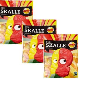 3x Bubs Skumskalle Sur Skalle 190g, candy, fika, swedish candy, swedish food