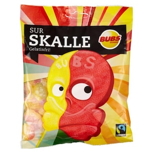 Bubs Skumskalle Sur Skalle 190g, candy, fika, swedish candy, swedish food
