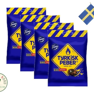 4x Fazer Tyrkisk Peber Original 150g - Vegan Hot Licorice Candy