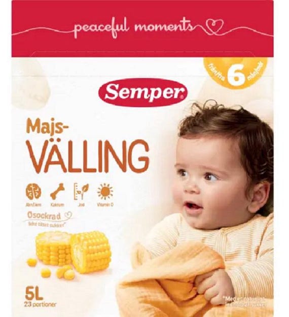 Semper Välling: Corn Gruel for Babies 6+ Months UK - Main Image