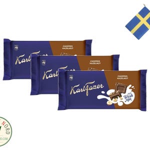 FAZER Karl Fazer Hackad Hasselnöt Chokladkaka 3x 145g - Finnish Milk Chocolate with Hazelnuts