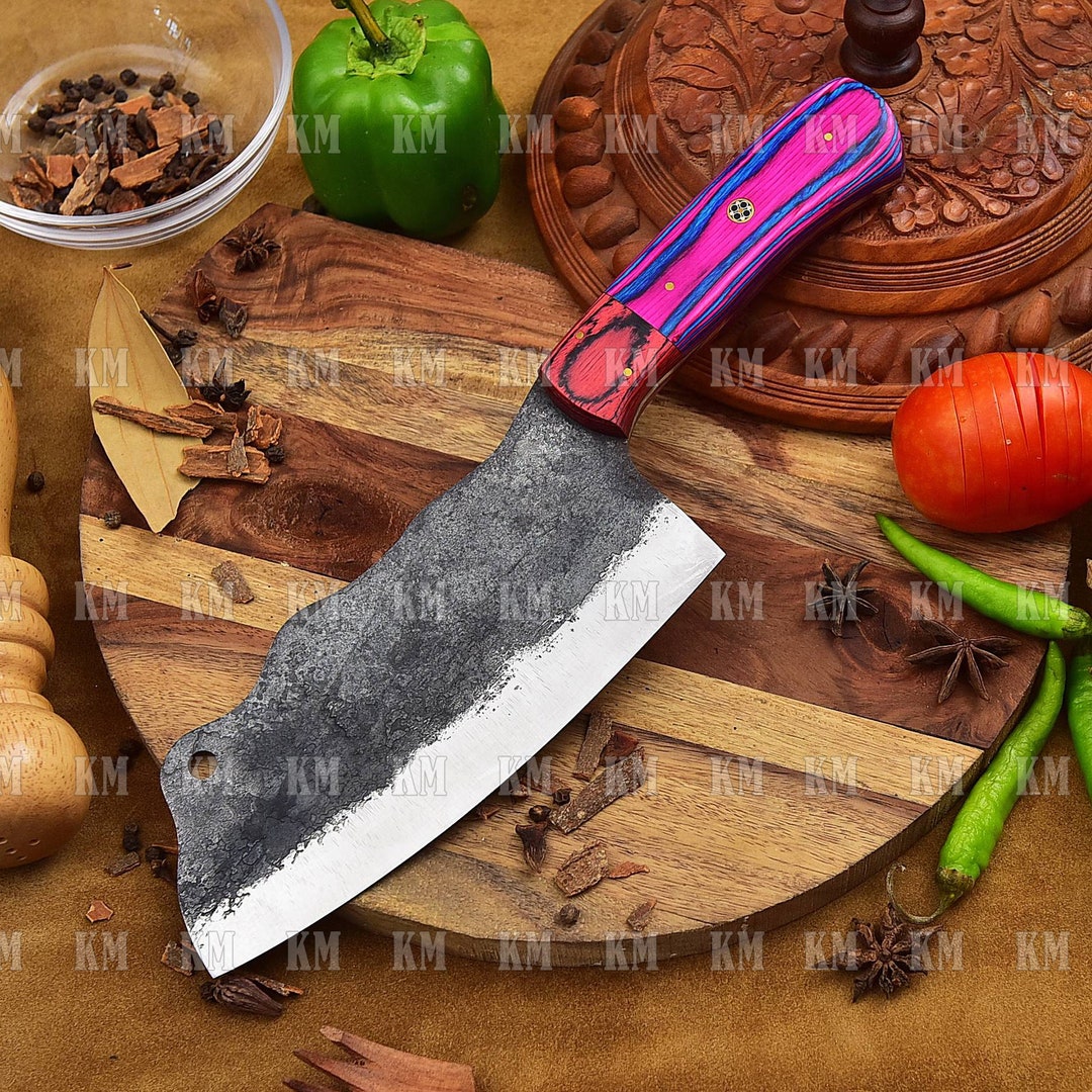 Handmade Forged Cleaver Knife Butcher Meat Cleaver High Carbon Steel ...