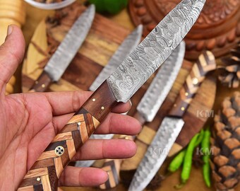 6 Pcs Custom Handmade Damascus Steel Steak Knives Set Cutting Tools Kit Gifts, Birthday Gifts, Anniversary Gifts Easter Gifts