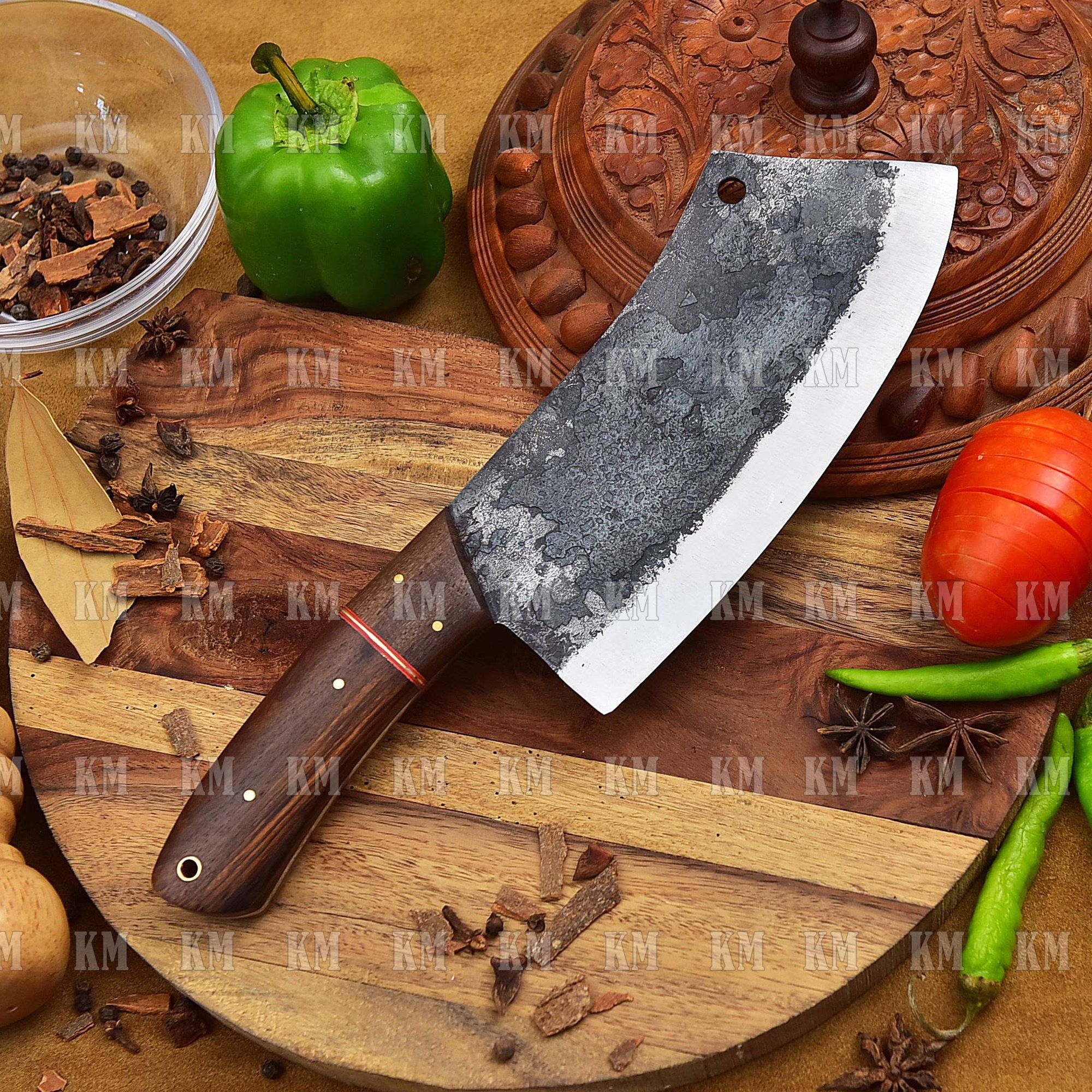 Meat Cleaver Cooking Knives Curved Blade Cleaver Unique Handle Valentines Day Gifts, Birthday ...