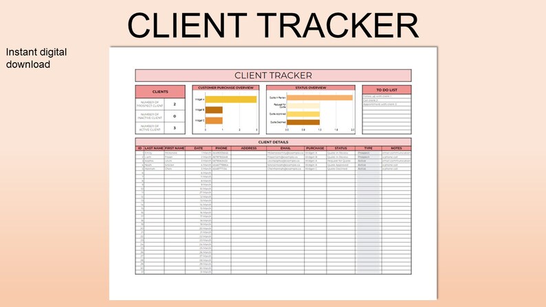 Client Tracker | CRM Customer Management Google Sheets (digital ...
