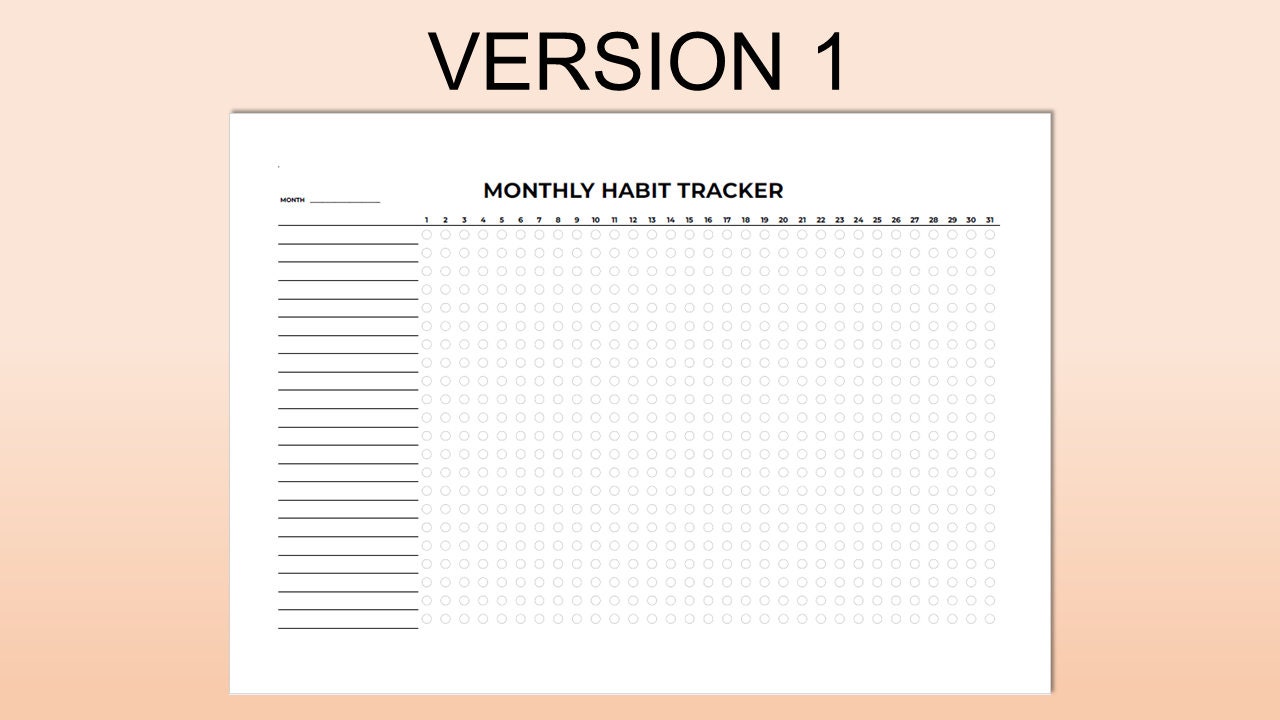 Printable Monthly Habit Tracker Monthly Habit Tracker Habit Tracker A4 ...