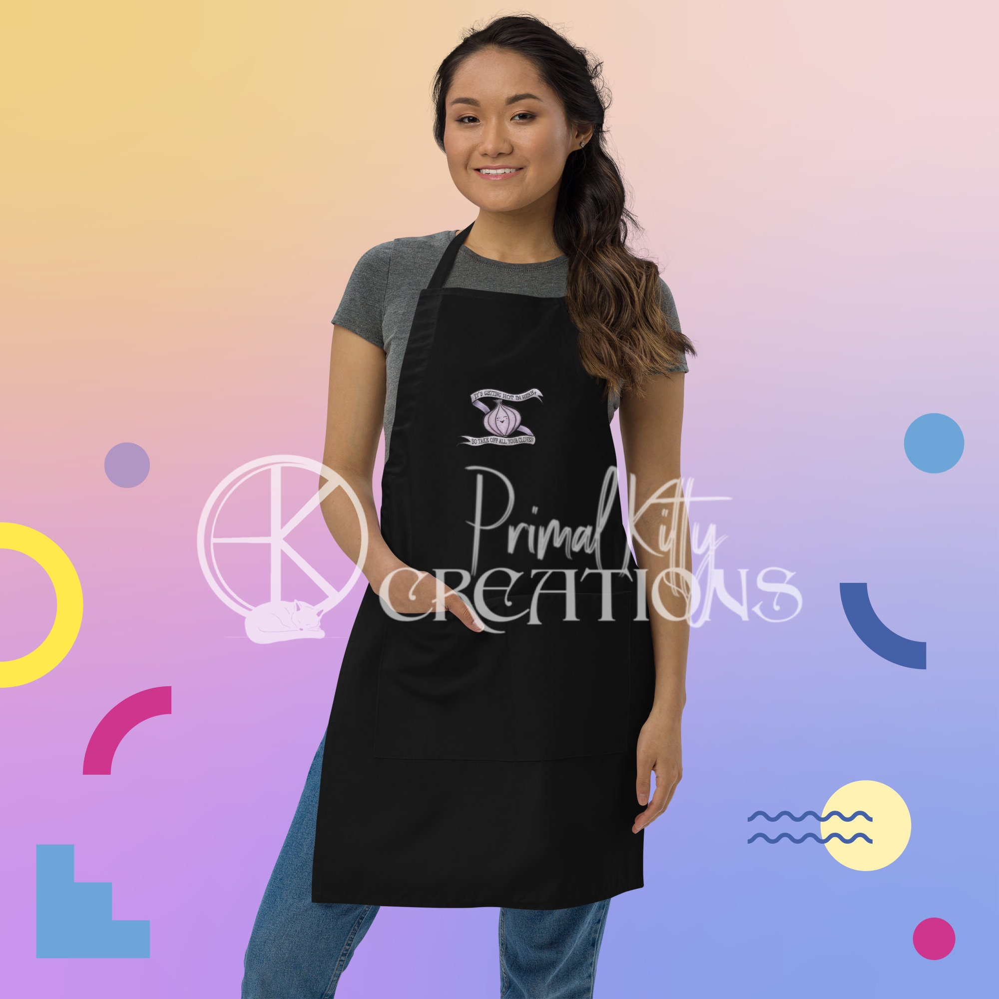 Funny Kitchen Aprons Too Much Garlic White Bib Apron Cooking 