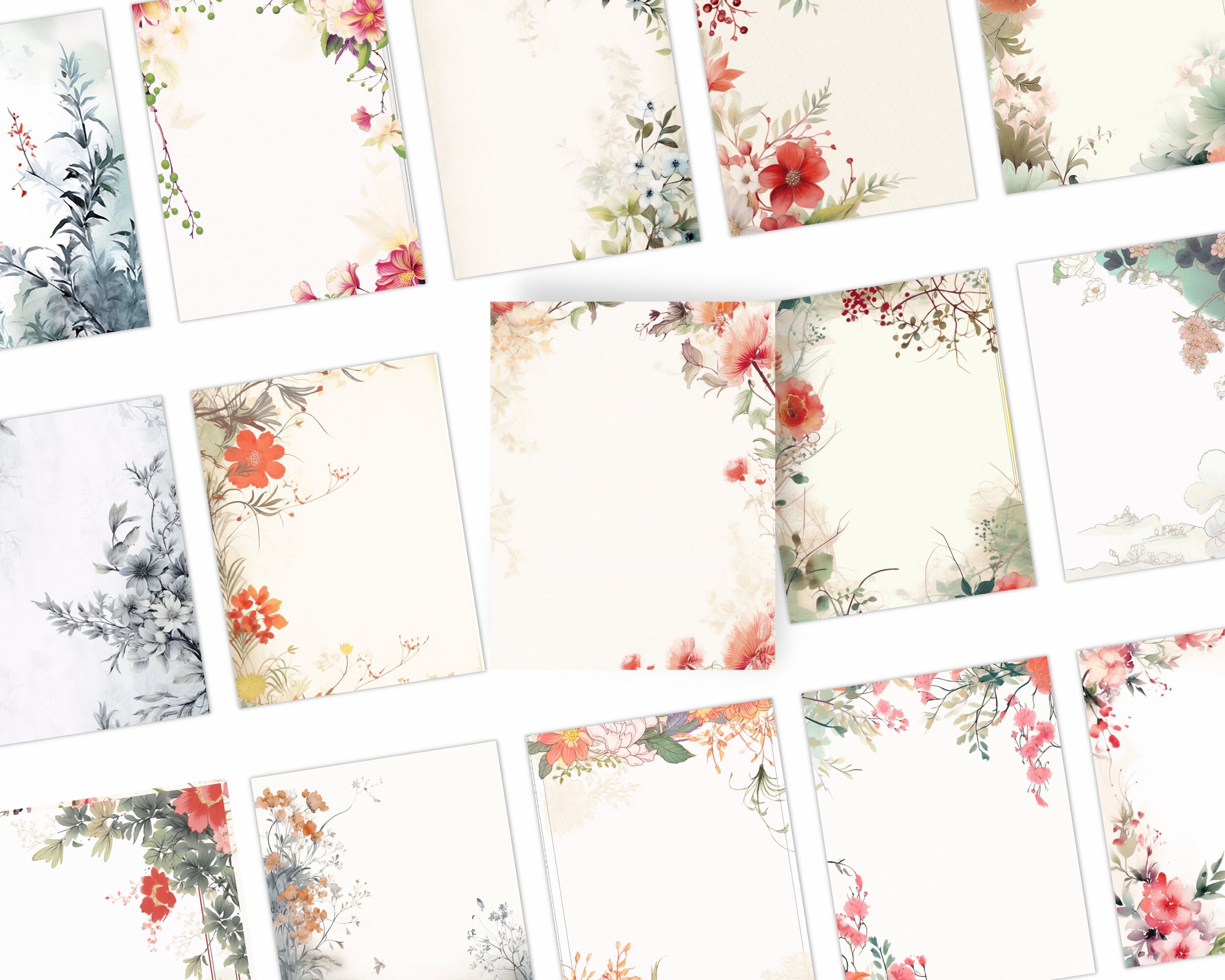 45 Floral Theme Printables Oriental Garden Decorative Papers - Etsy