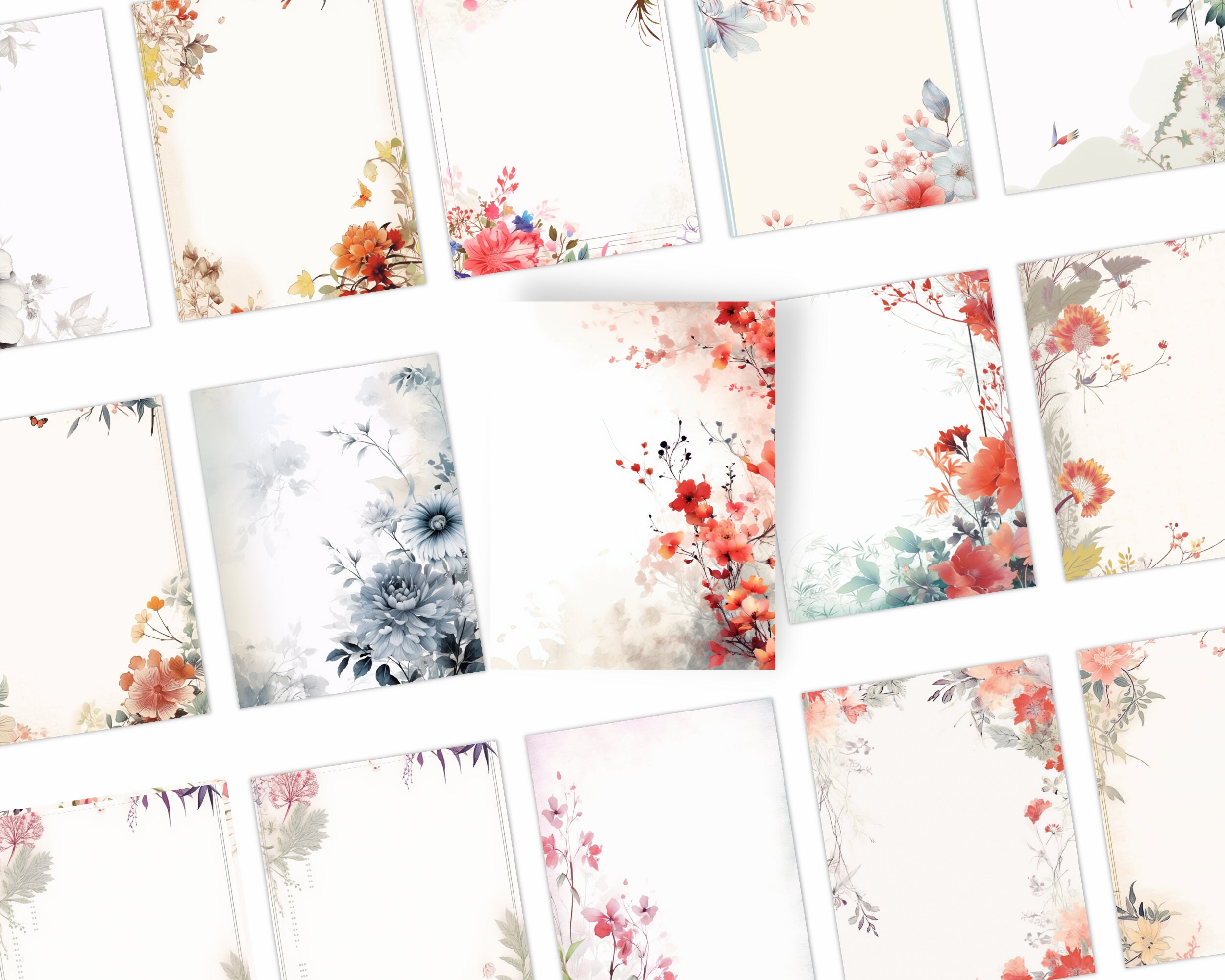 45 Floral Theme Printables Oriental Garden Decorative Papers - Etsy