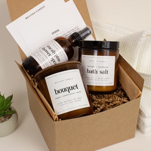 Natural Spa Gift Set, Relaxing Self Care Package For Her, Bath Spa Kit For Women, Birthday Pamper Basket, Valentines Day Gift Box For Wife