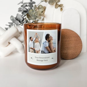 Custom Photo Candle, Personalized Picture Candle Gift Box, Vegan Soy Wax Scented Candle, Photo Collage Birthday Gift For Him, Valentines Day