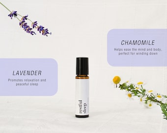 Restful Sleep Essential Oil Roller, Calming Aromatherapy Roll-on, Natural Self Care, Lavender Chamomile, Relaxation Blend, Christmas Gift