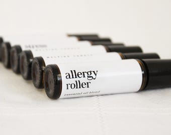 Allergy Essential Oil Roller, Lemon Aromatherapy Roll-on, Natural Self Care, Tea Tree Peppermint, For Seasonal Allergies, Christmas Gift