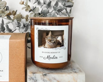 Custom Pet Loss Candle, Dog Memorial Gift, Pet Sympathy, Cat Remembrance, In Loving Memory Candle, Personalized Photo Candle, Christmas Gift