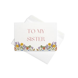 Carte de voeux soeur - carte d'anniversaire soeur - meilleure carte soeur - joyeux anniversaire soeur