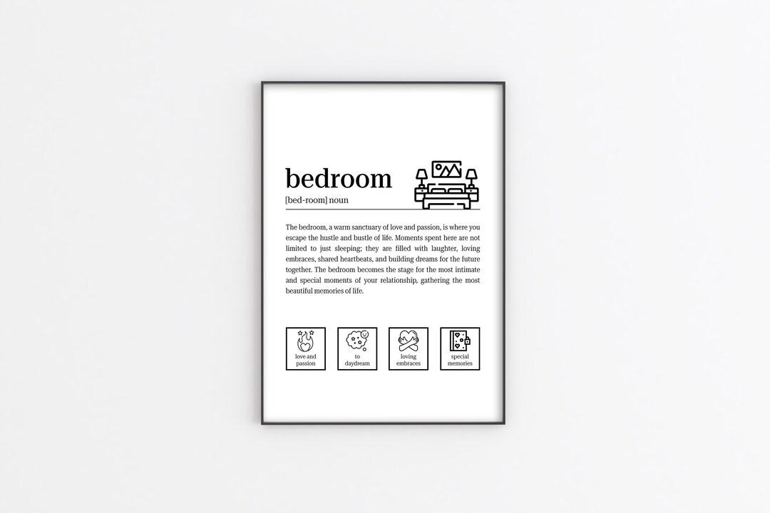 Bedroom Definition Print Bedroom Definition Wall Decor Etsy
