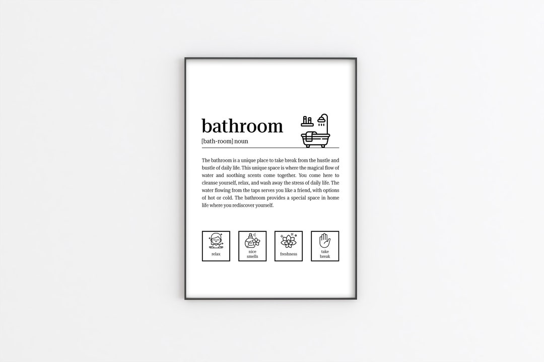 Bathroom Definition Print Art Bathroom Definition Wall Art Etsy