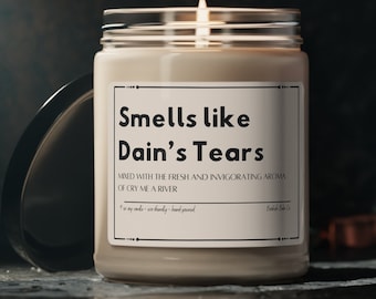 Smells like Dain&#39;s Tears Candle, Funny Fourth Wing Gift, Gift for Book Lover, Gift for Girlfriend