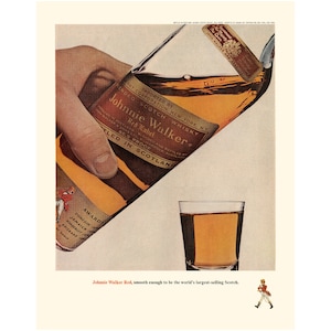 Johnnie Walker Red Label Scotch Whisky  - Vintage 1965 Full Page Magazine Ad - 300 dpi Digital Download for Framing, Crafts, Art, etc.