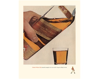 Vintage 1965 Johnnie Walker Ad – Red Label Scotch (Digital Download)