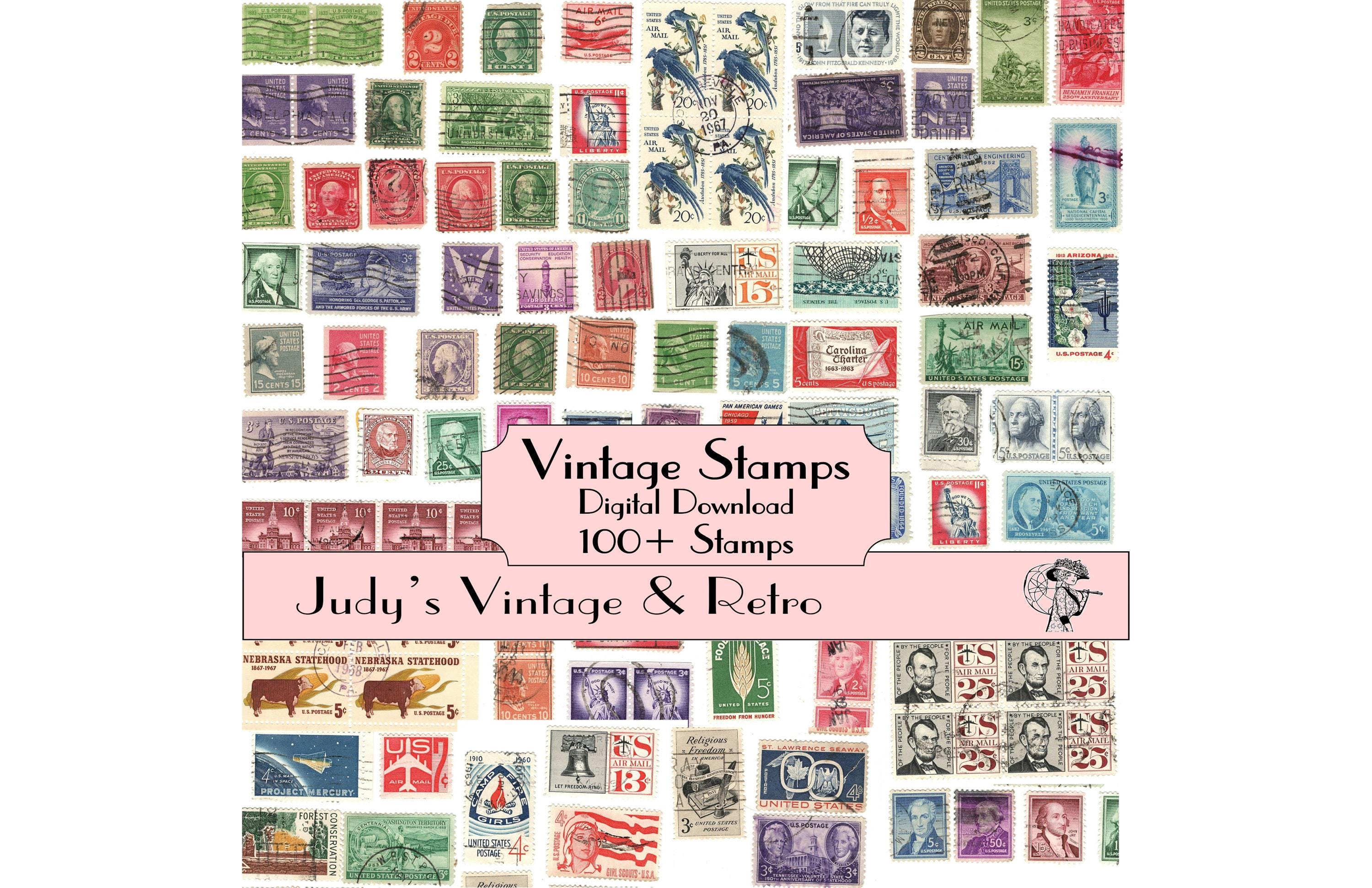 Vintage Postage Stamps Digital Download Printable - 100+ U.S. Stamps ...