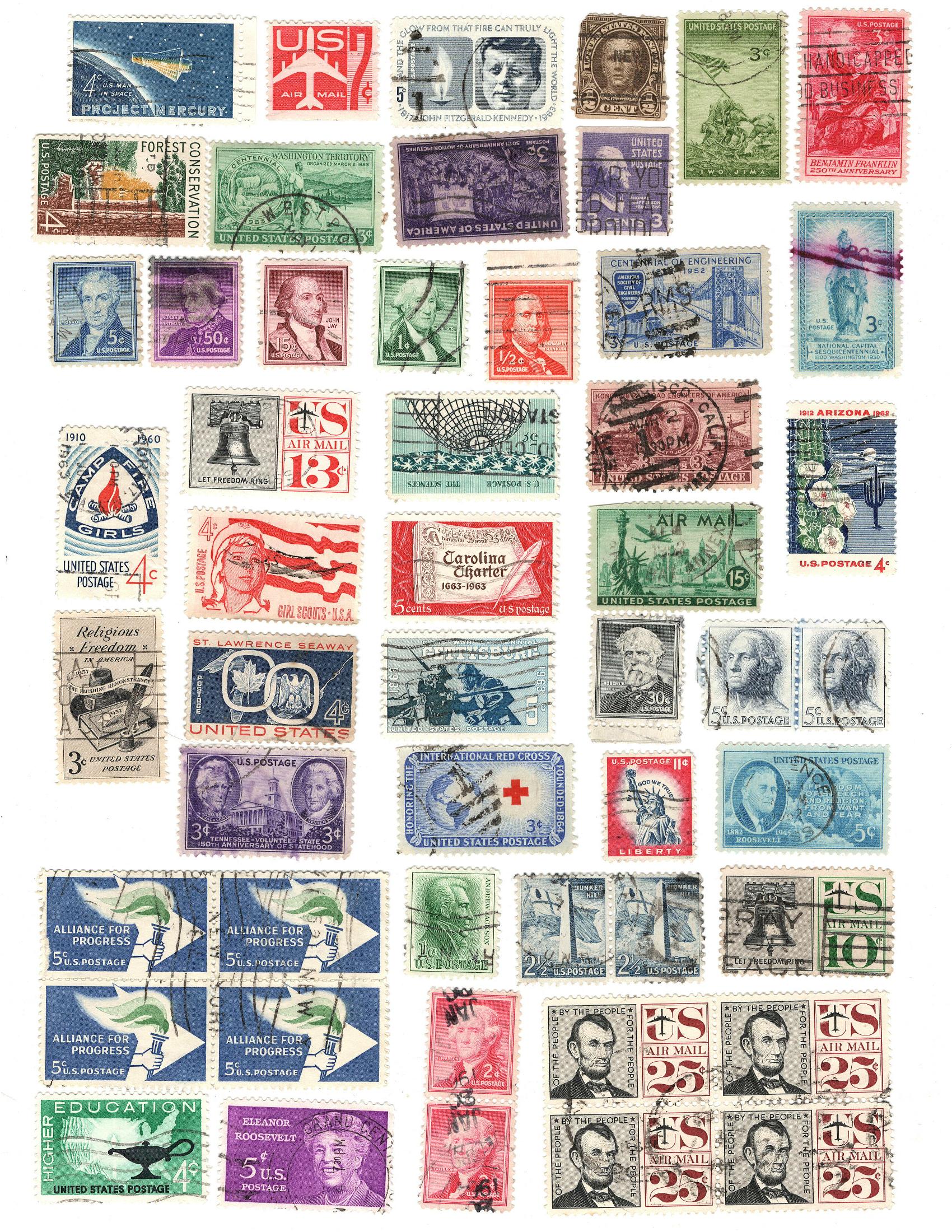 100+ Vintage US Postage Stamps – Printable Ephemera (digital Download ...