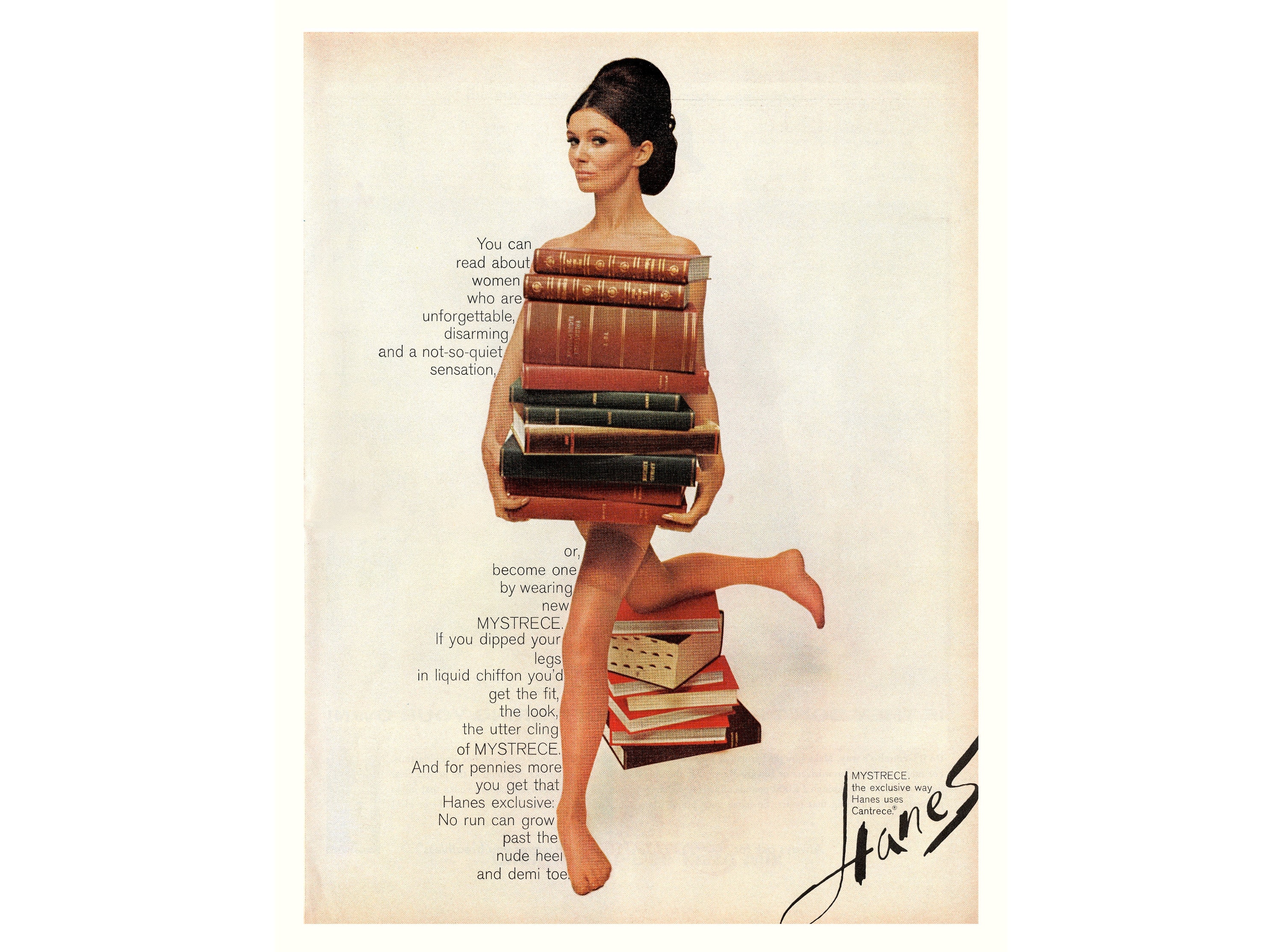 1962 Hanes Seamless Stockings Vintage Ad, Advertising Art