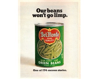 Vintage 1969 Del Monte Green Beans Ad – Retro Kitchen Art (Digital Download)