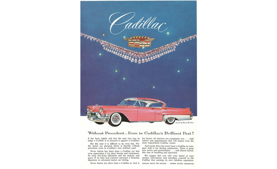 1957 Pink Cadillac Vintage Classic Car Magazine Ad 300 Dpi Digital
