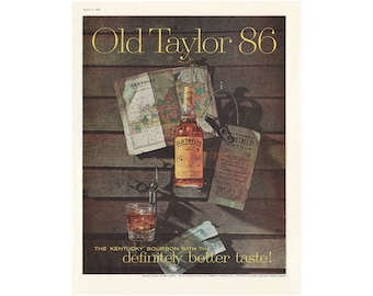 Old Taylor Bourbon Ad - Vintage 1960 Magazine Art Print (Digital Download)