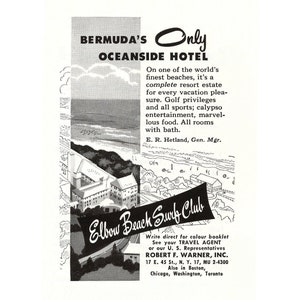 Bermuda - Elbow Beach Surf Club - 1956 Vintage Magazine Ad - 300 dpi Digital Download for Framing, Crafts, Art, etc. - 3.25x4.5&quot;