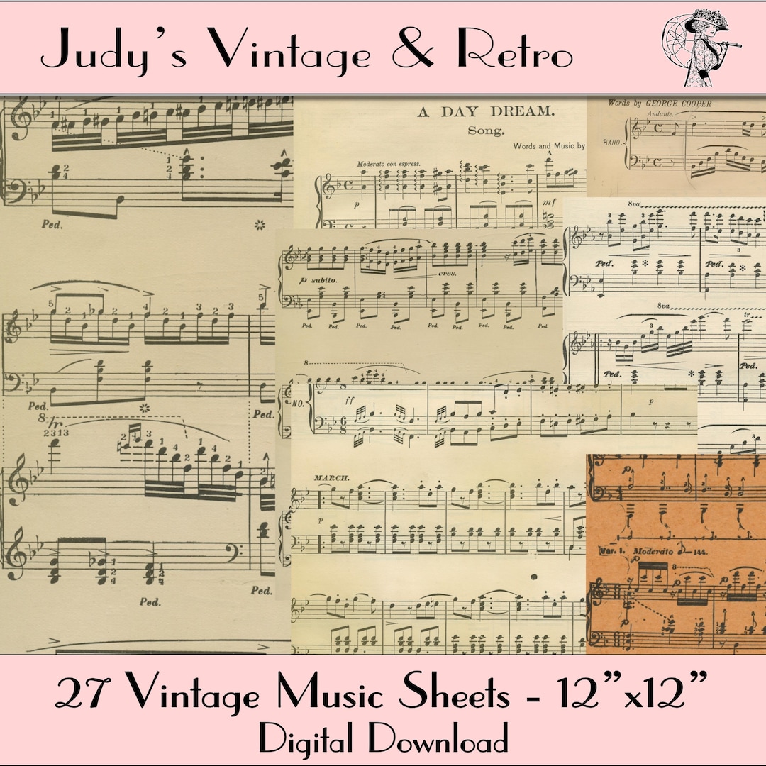 Paper Notes 1900 Vintage Sheet Music Paper, 1800s-1900s Ephemera (digital Download) - Etsy
