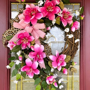 Magnolia Wreath, Mother's Day Gift, Floral Door Decor, Spring Wreath, Front Door Decor, Summer Wreath, Wreaths for Front Door