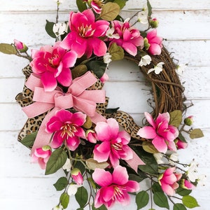 Magnolia Wreath, Mother's Day Gift, Floral Door Decor, Spring Wreath, Front Door Decor, Summer Wreath, Wreaths for Front Door