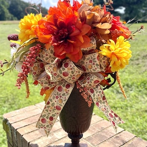 Fall Cemetery Flowers, Cemetery Vase Arrangement Insert, XL Funeral Vase Arrangement, Sympathy, Headstone Decor, Memorial, Flowers for Grave