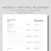 Weekly Writing Planner for Authors and Writers With to Write List, Word ...