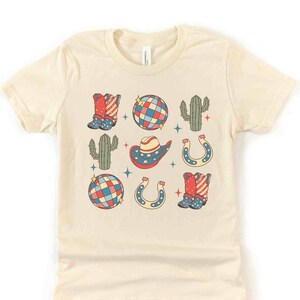 Red White & Blue Western Kids Shirt, Country Cowboy Cowgirl American Youth TShirt, Fourth of July T-Shirt Independence Day Tee Country Music
