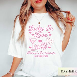 Las Vegas Bachelorette Shirts Lucky In Love Bride Feeling Lucky Girls Trip Martini Tini Bach Trip Tee, Vegas Wedding Bridesmaids Gifts Bach