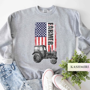 USA Farmer Tractor Sweatshirt, Thank a Farmer Sweater, Gift for Farmer, Support Local Farm, Farm life Tractor, Western Cowboy Gift