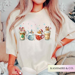 Gingerbread Christmas Coffee Shirt, Santa Claus Coffee TShirt, Women Holiday Sweater, Xmas Tee, Coffee Lover gift, Latte Winter Sweater