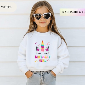 Birthday Girl Unicorn Kids Sweatshirt, Birthday Youth Sweater Girls Bday Party Kids Gift Ideas for Birthday Girl Daughter Birthday Unicorn