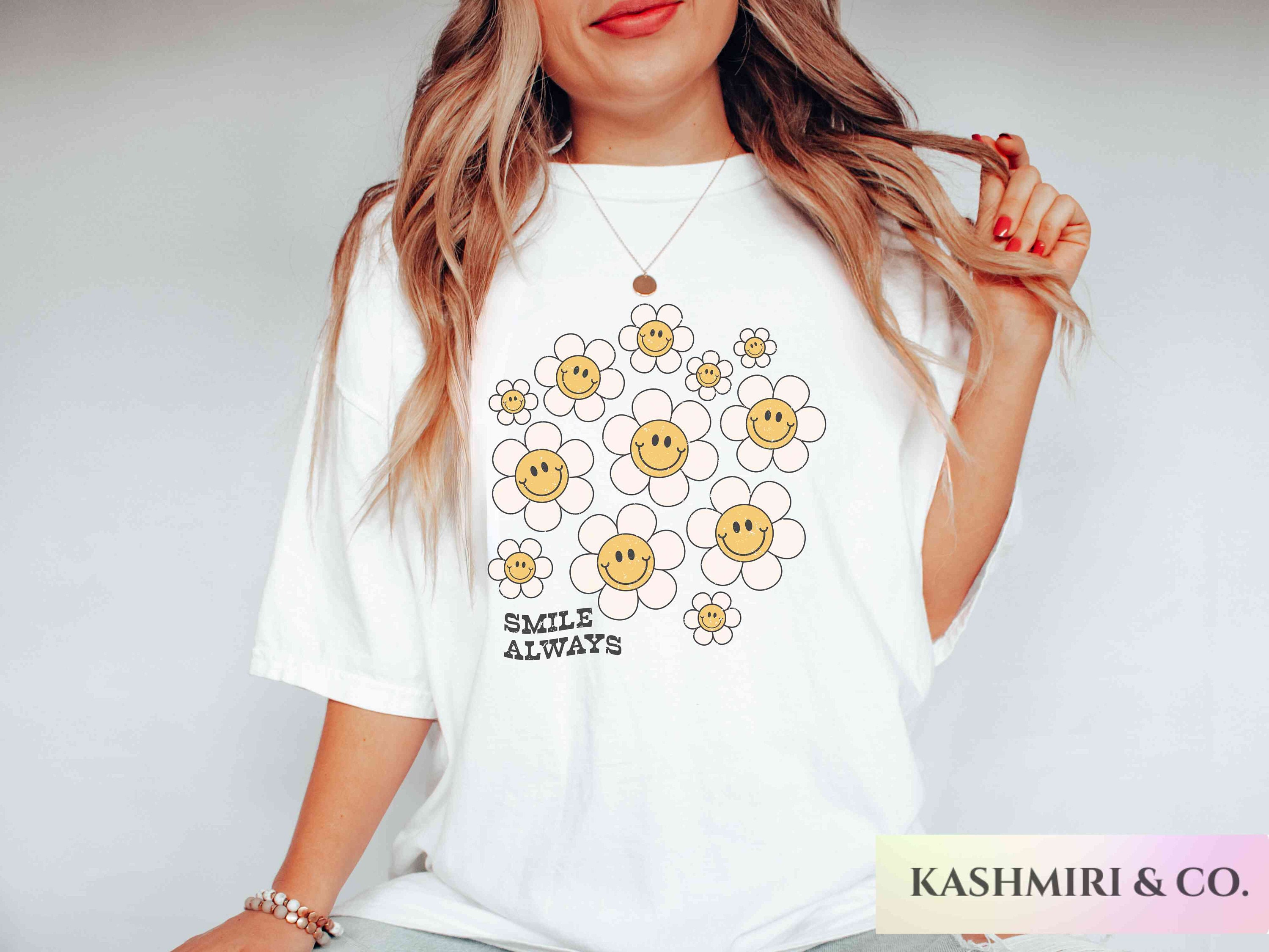 Smile Always Shirt, Flower Smiles Tshirt, Positive Tee Shirt
