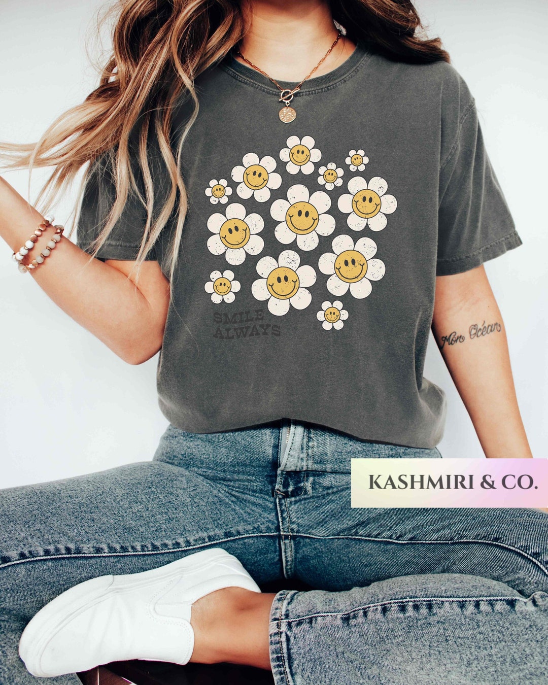 Smile Always Smile Always Shirt, Flower Smiles Tshirt, Positive Tee Shirt