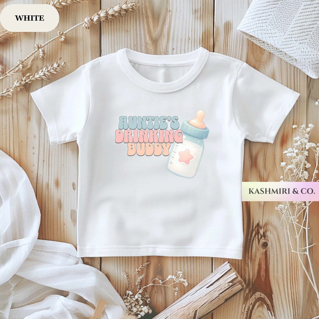 Funny Auntie's Drinking Buddy Baby Bodysuit - Humorous Infant One-Piece With Sarcastic Design