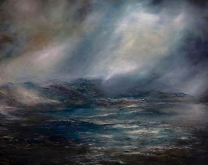 Fine art Giclee print 'Coming home'.  A journey through the rock pools with a guiding light at dusk.