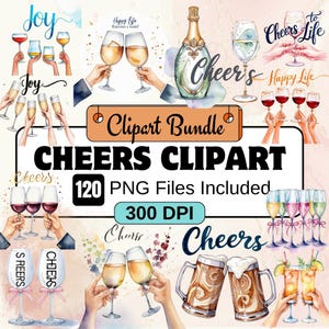 Cheers Clipart, Pacchetto PNG Clipart Cocktail Estivi, Pacchetto PNG Clipart Cheers 120, Download Digitale Istantaneo, Uso Commerciale