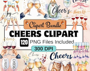 Cheers Clipart, PNG Sommer Cocktail Clipart Bundle, 120 PNG Cheers Clipart Bundle, sofortiger digitaler Download, kommerzielle Nutzung